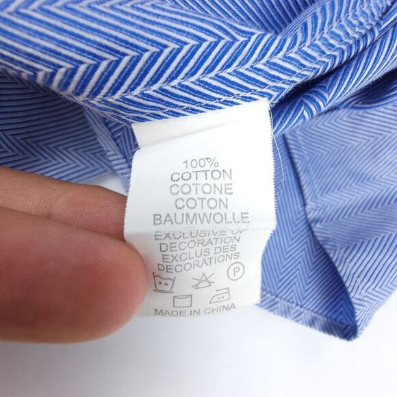 ROBERT GRAHAM Chevron Print Long Sleeve Button Down Dress Shirt Mens Medium Blue - Picture 11 of 12